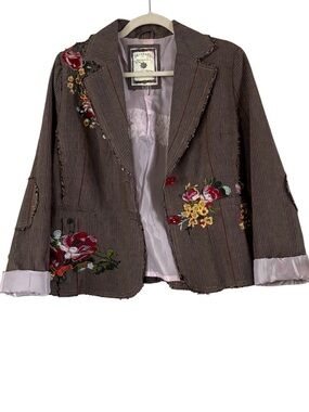 Paparazzi Blazer Jacket Y2K  Embroidered Floral Size L